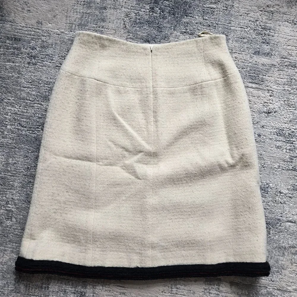 CHANEL Tweed Cream SKIRT Size 44 8 M